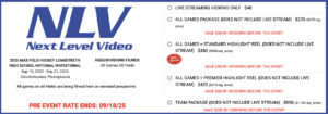 NLV advertisement promoting live streaming coverage for the 2025 MAX Field Hockey National Invitational high school tournament
